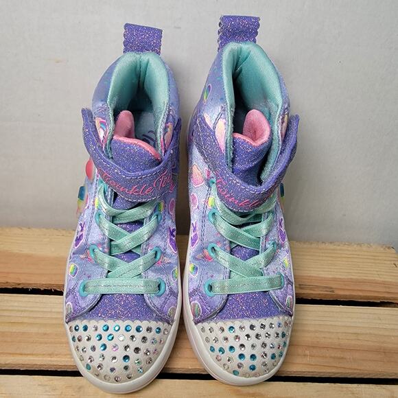 Skechers Girls Lite-Up Hi-Tops Purple Unicorn w/ "Twinkle Toes" - Size 11 - Picture 2 of 8